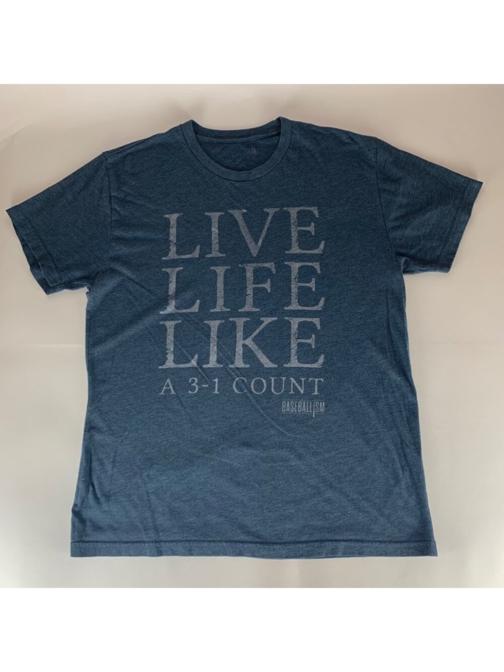 Baseballism Blue Live Life Like a 3-1 Count Short Sleeve Shirt Mens Large